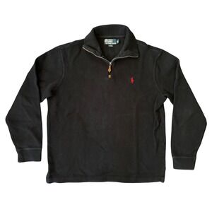 Polo Ralph Lauren Quarter Zip Pullover Rib Knit Sweater Black Mens M